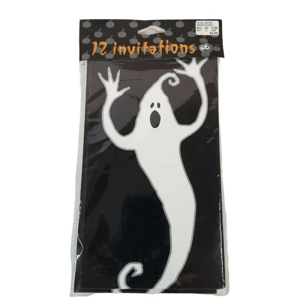 Halloween Party Invitations 12 Pack 2002 Target Ghosts Black White Hallmark Boo